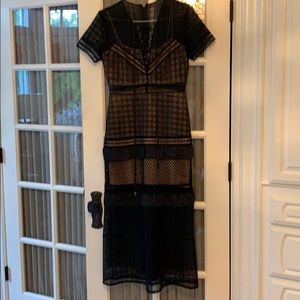 Self portrait black lace up maxi dress